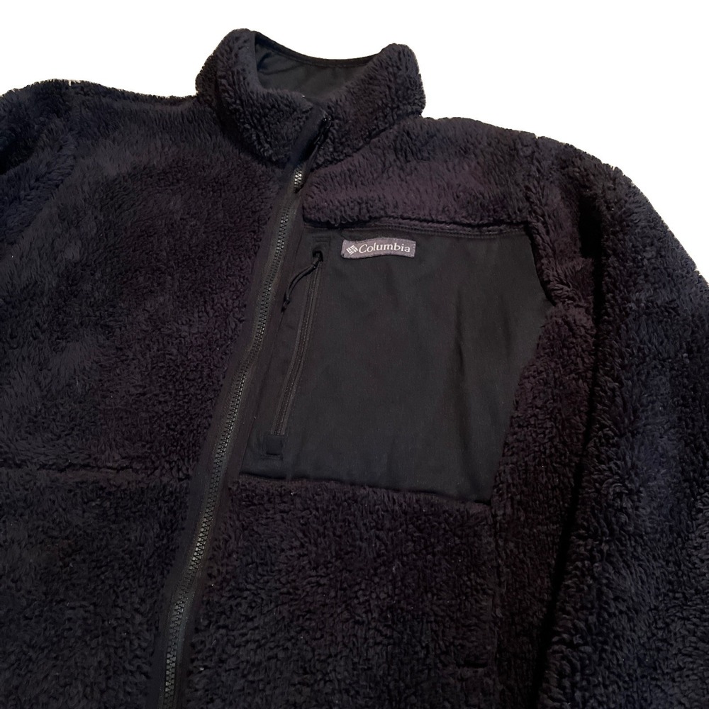 Columbia Turtle Pond Sherpa Fleece Jacket Men's Large Black Full Zip Deep Pile